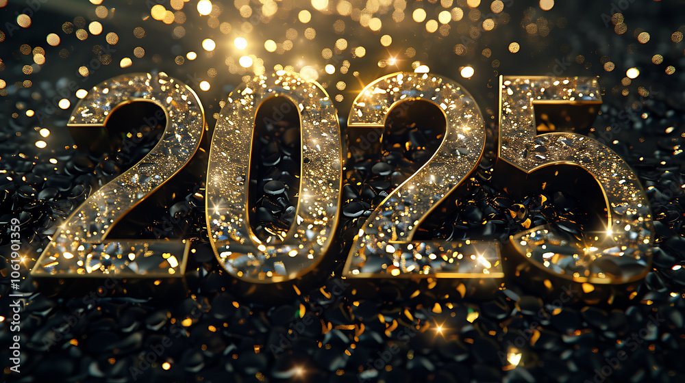 luxury d number display, d number in black, gold, shiny materials with crystal, glitter elements on a gold, black sequin background luxury d number display, d number in black, gold, shiny materials with crystal, glitter elements on a gold, black sequin background