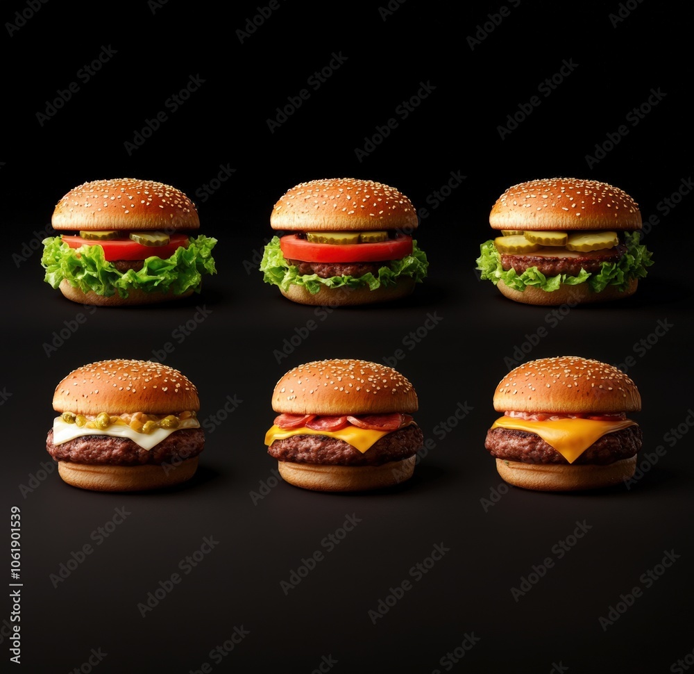Delicious cheeseburgers on a dark background