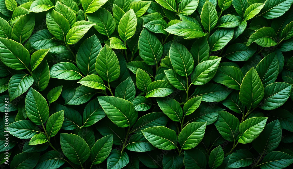 Green leaf pattern background top view. A seamless pattern of vibrant green boxwood leaves Green leaf pattern background top view. A seamless pattern of vibrant green boxwood leaves