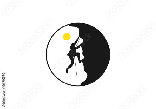 rock climber icon design template logo vector illustration