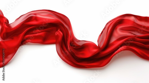 Red silk strip. White background.