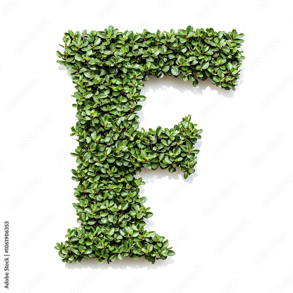 Shrubs Trimmed Into Alphabet Letter F On White Background Shrubs Trimmed Into Alphabet Letter F On White Background