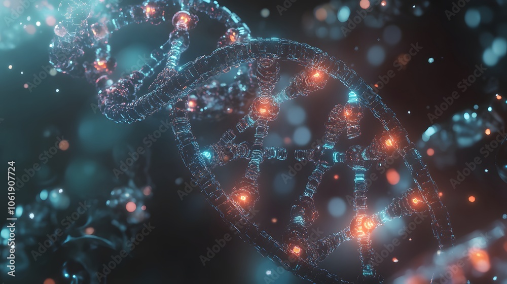 Abstract DNA Helix Structure in Blue and Orange Abstract DNA Helix Structure in Blue and Orange