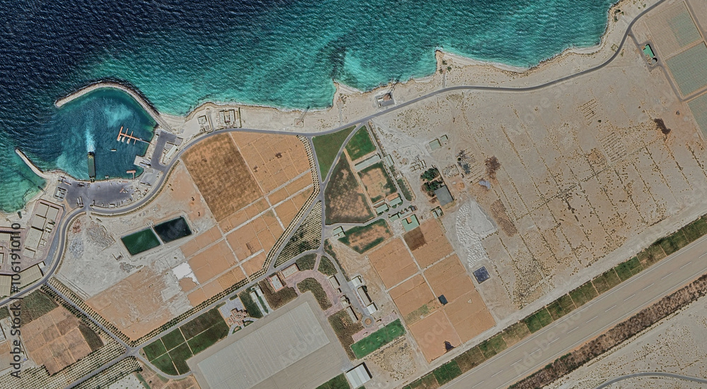 Qatar, Al-Yasat Island from a bird's eye view in the Persian Gulf
