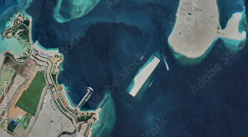 Bild auf Leinwand Qatar, Al-Yasat Island from a bird's eye view in the Persian Gulf