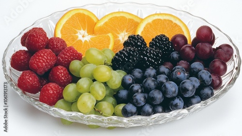 Fresh Fruits in a Decorative Glass Bowl