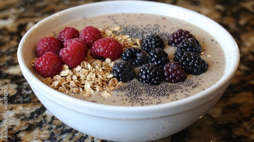 Wallpaper Mural Healthy Smoothie Bowl with Berries and Granola Torontodigital.ca