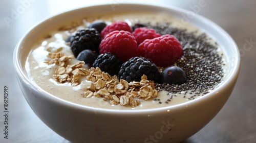 Fresh Berry Yogurt Bowl with Crunchy Toppings