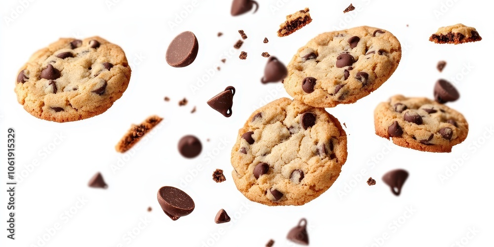 Delicious Falling Chocolate Chip Cookies Delicious Falling Chocolate Chip Cookies