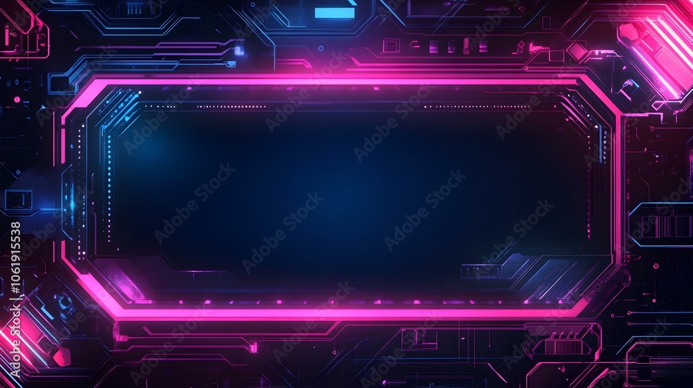 Glowing Neon Frame with Sci-Fi Backdrop and Subtle Flickering Effect Glowing Neon Frame with Sci-Fi Backdrop and Subtle Flickering Effect