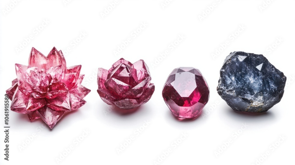 Vibrant spinel gemstones in different colors and shapes, polished and isolated on white Vibrant spinel gemstones in different colors and shapes, polished and isolated on white