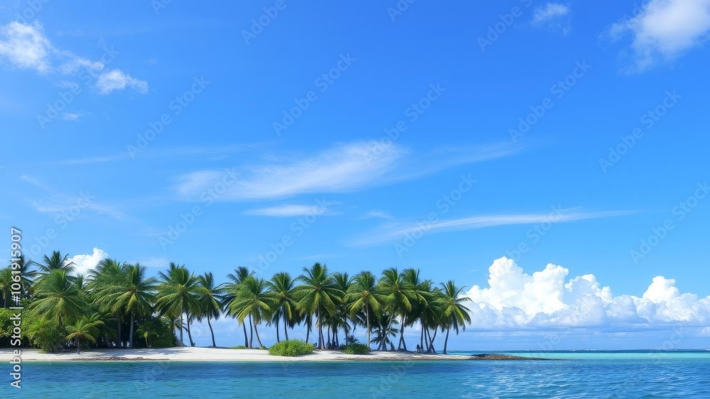 Beautiful and serene ocean background with clear blue waters and fluffy white clouds, clouds, water Beautiful and serene ocean background with clear blue waters and fluffy white clouds, clouds, water
