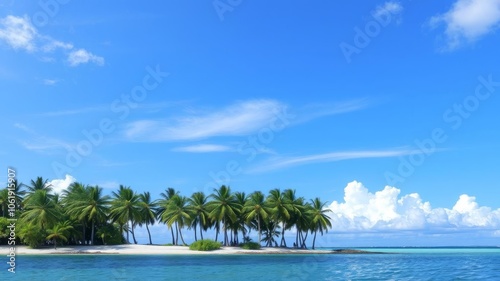 Beautiful and serene ocean background with clear blue waters and fluffy white clouds, clouds, water