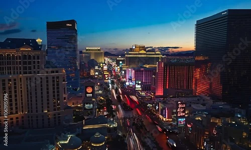 Aerial View of the Las Vegas Strip at Dusk