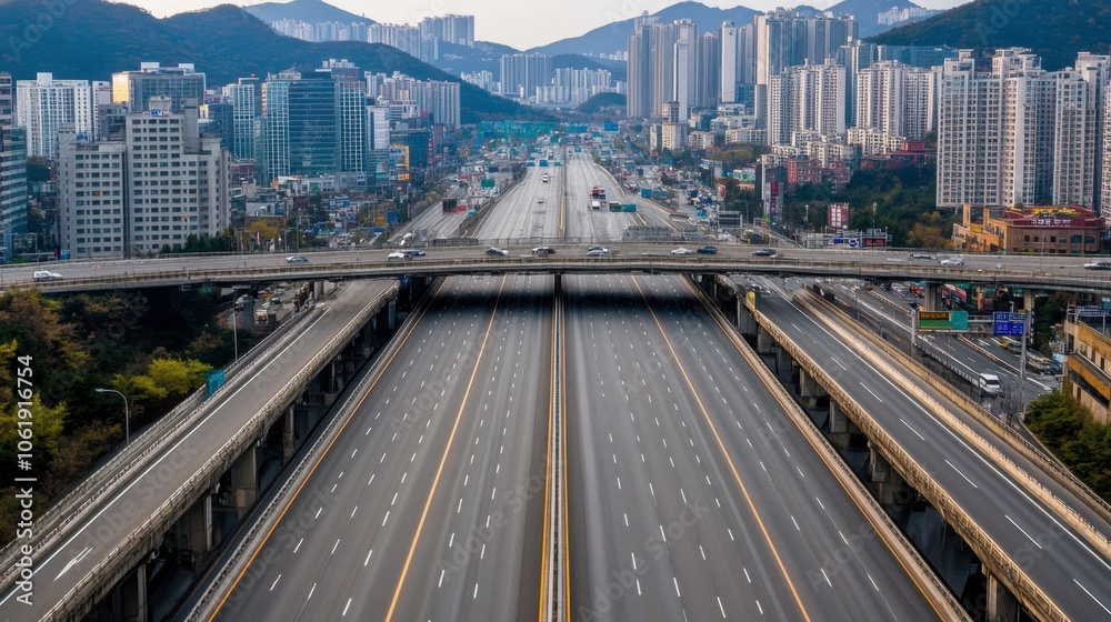 custom made wallpaper toronto digitalUrban Highway View with City and Mountains Background