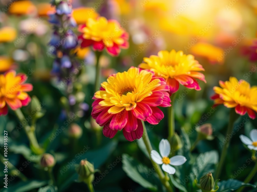 Beautiful close-up of vibrant flowers in full bloom on a sunny day, environment, natural Beautiful close-up of vibrant flowers in full bloom on a sunny day, environment, natural