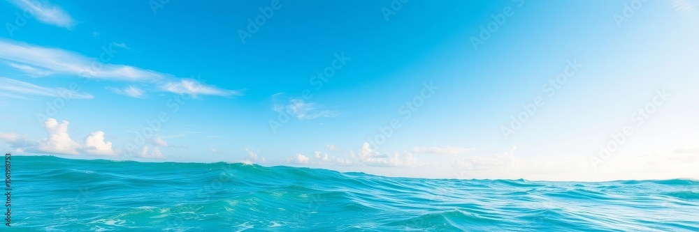 Beautiful ocean background with crystal clear blue water, gentle waves, and a clear sky, nature, waves Beautiful ocean background with crystal clear blue water, gentle waves, and a clear sky, nature, waves