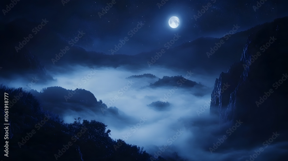 Moody abstract night landscape with mist. Moody abstract night landscape with mist.