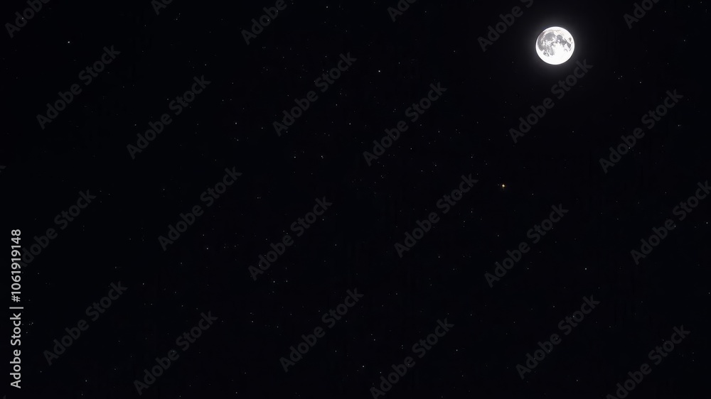 Bright full moon in a clear night sky surrounded by twinkling stars, glowing, space Bright full moon in a clear night sky surrounded by twinkling stars, glowing, space