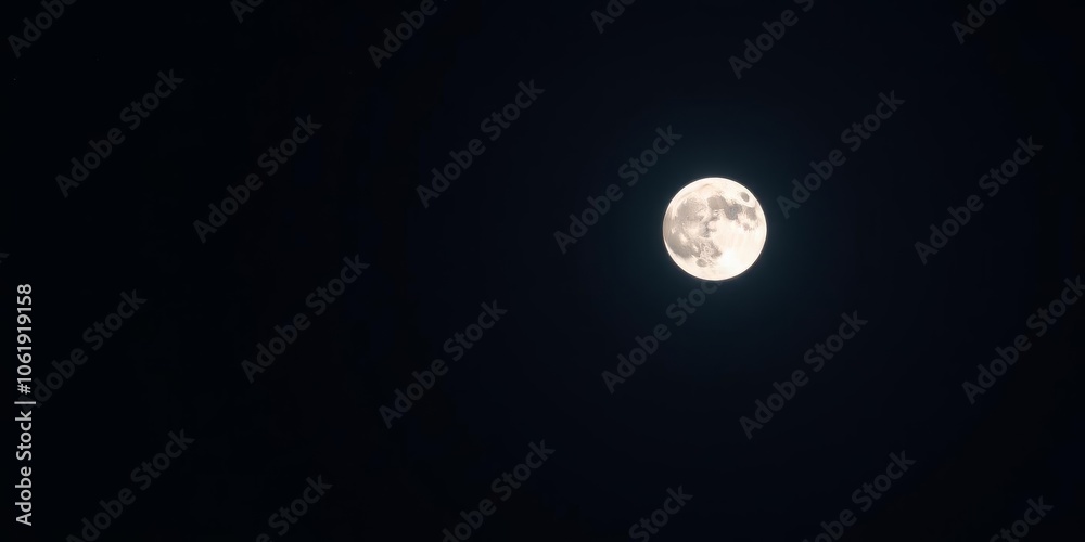 Bright full moon in a clear night sky surrounded by twinkling stars, space, clear Bright full moon in a clear night sky surrounded by twinkling stars, space, clear