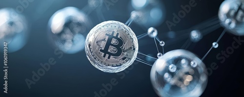 Digital orbs forming a cryptocurrency network, decentralized crypto, blockchain spheres, financial network concept photo