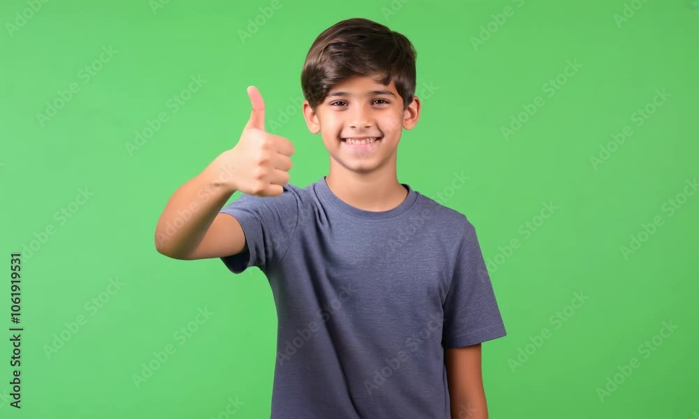 young student giving a thumbs-up gesture isolate on green screen background young student giving a thumbs-up gesture isolate on green screen background