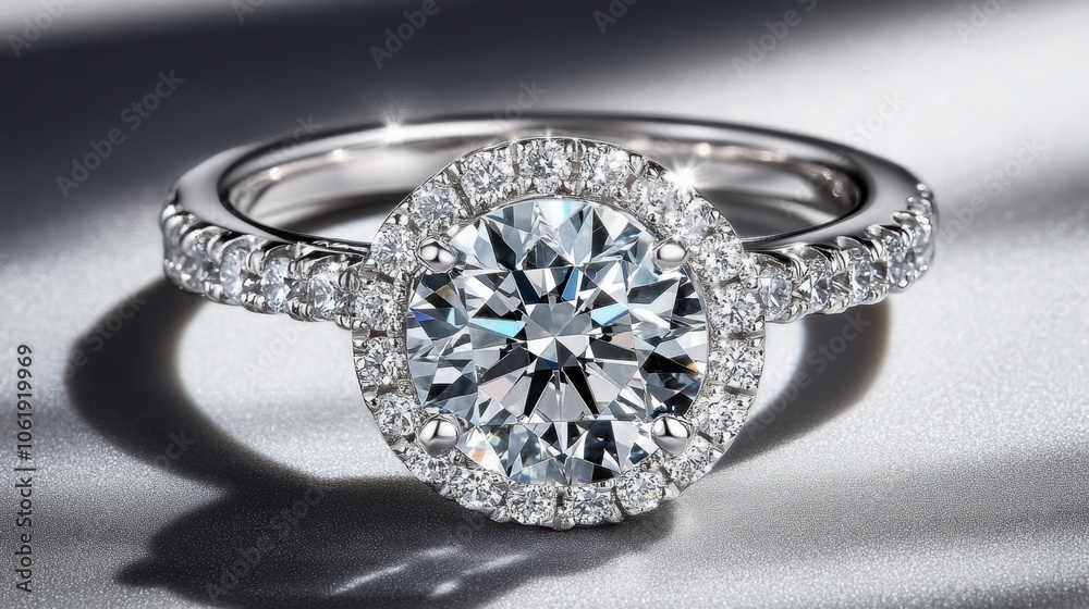 Elegant Diamond Ring with Sparkling Accent Stones Elegant Diamond Ring with Sparkling Accent Stones