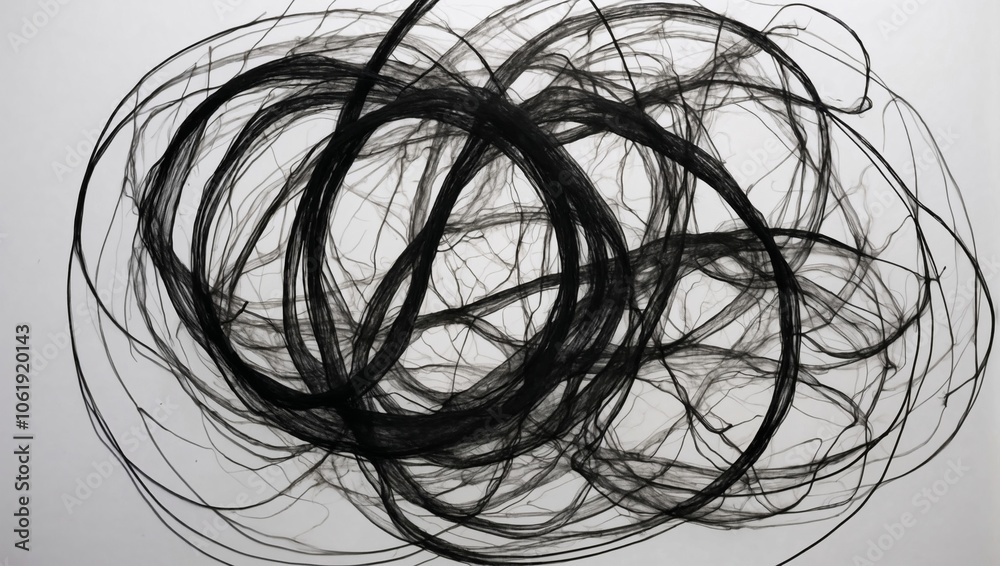Chaotic scribble circles on white background illustrating creative disorder Chaotic scribble circles on white background illustrating creative disorder