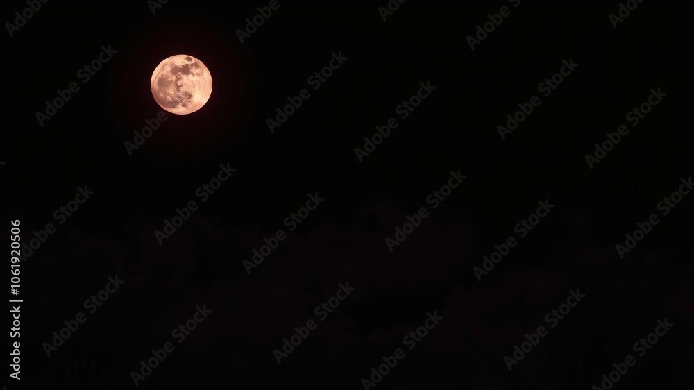 Eerie red moon in a dark sky with clouds, spooky, moon Eerie red moon in a dark sky with clouds, spooky, moon