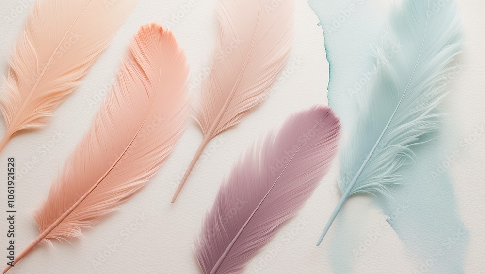 Fototapeta premium Beautiful Feather Art with Watercolor Effect - Perfect for Backgrounds