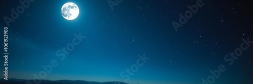 Obraz na płótnie Bright full moon in a clear night sky with stars, beauty, astronomy w salonie