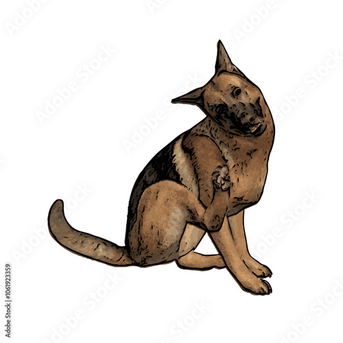German Shepard dog vector animal ilustration isolated template 