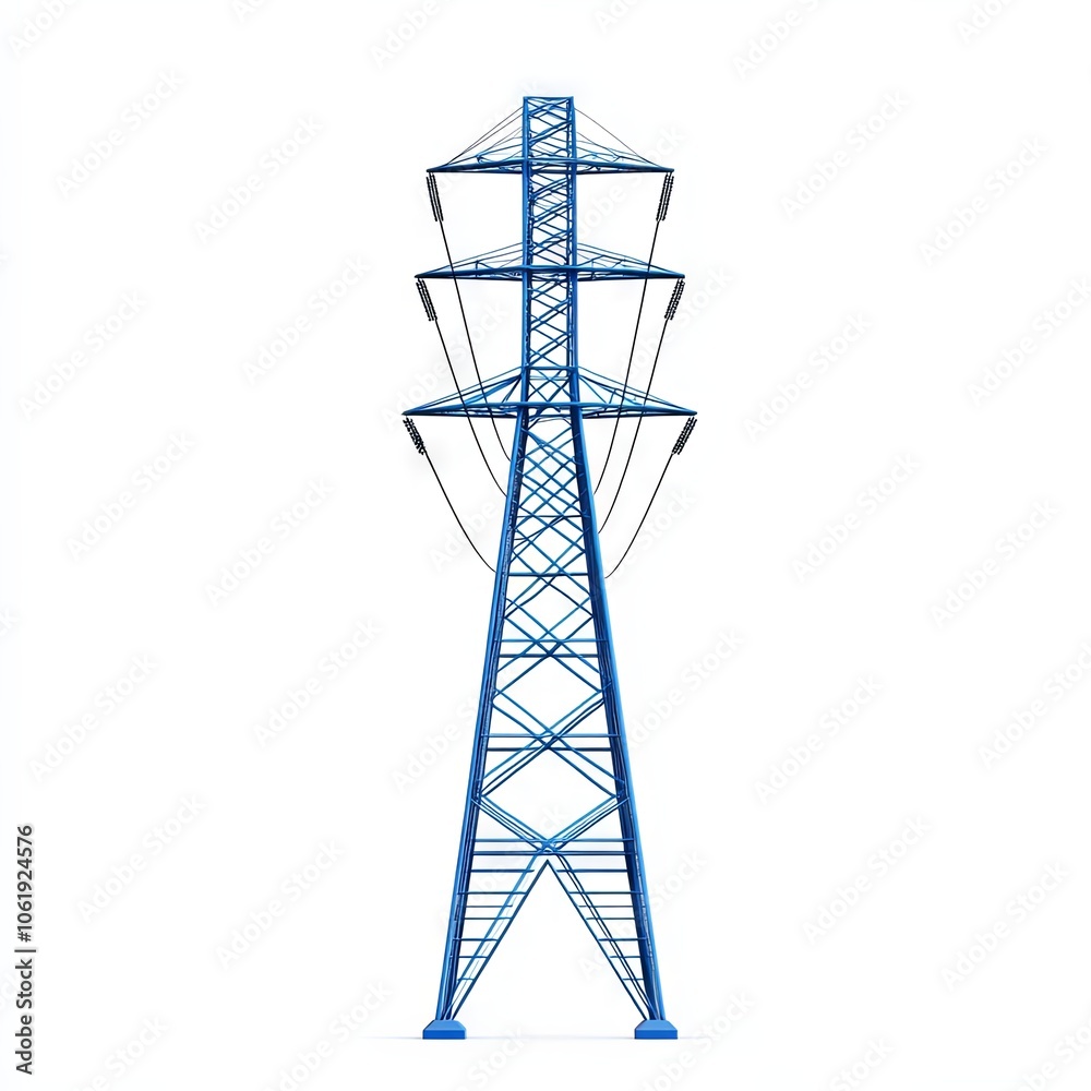 Blue Power Transmission Tower: A Symbol of Energy Infrastructure Blue Power Transmission Tower: A Symbol of Energy Infrastructure