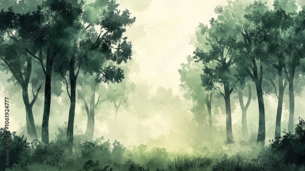 Explore the serene beauty of a misty forest landscape