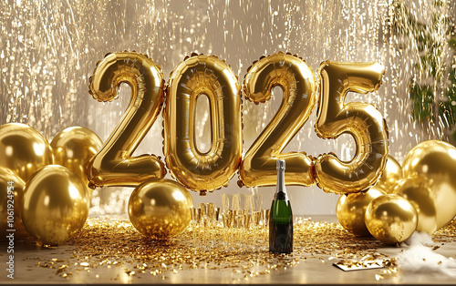 Festive 2025 New Year's Eve Party Decoration in Gold