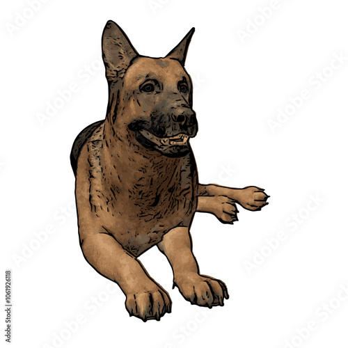 German Shepard dog vector animal ilustration isolated template 
