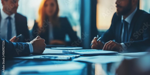 business formal meeting conference discussion with coworker shareholder or client concentrate private ideas created by ai