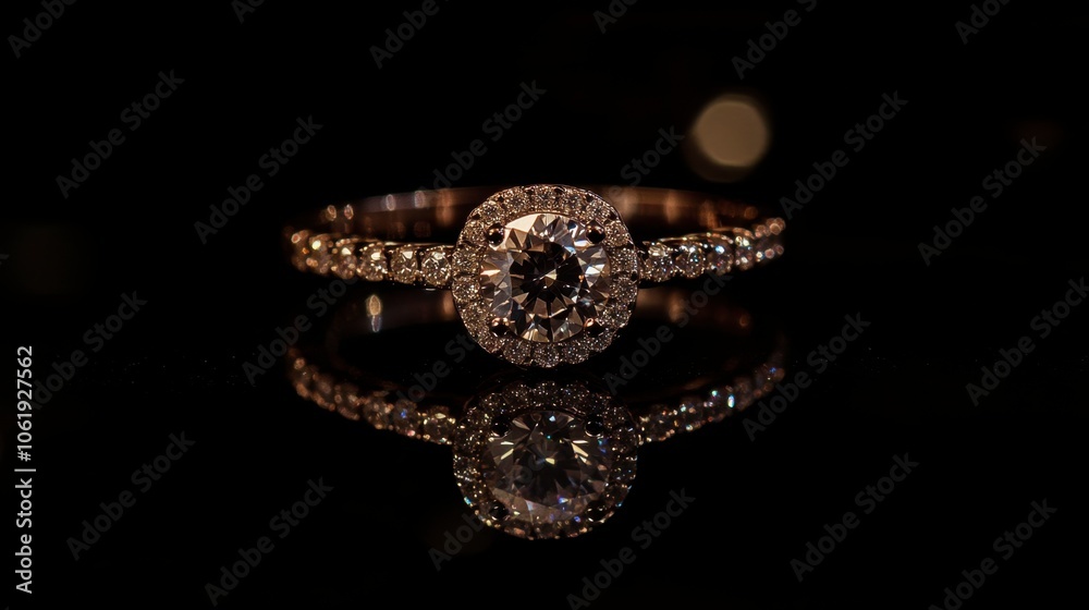 Elegant Rose Gold Ring with Diamond Centerpiece Elegant Rose Gold Ring with Diamond Centerpiece