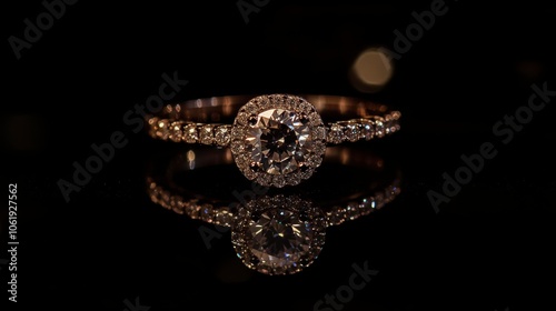 Elegant Rose Gold Ring with Diamond Centerpiece