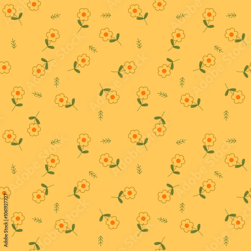 Flower yellow so cute. On yellow color background. Pattern seamless vector illustration.
