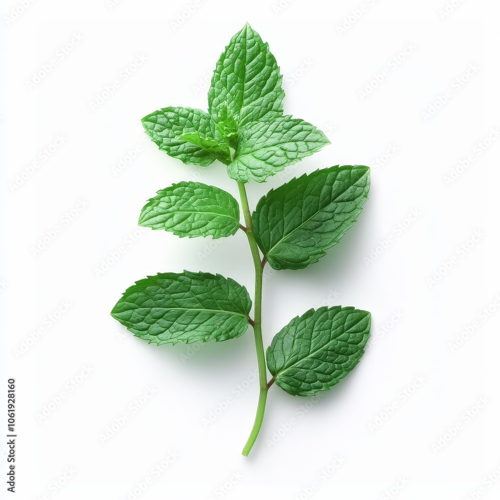 Fresh Mint Leaves on White Background Fresh Mint Leaves on White Background
