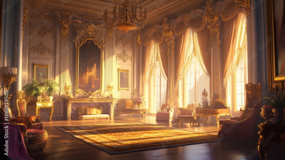 Fototapeta premium Elegant Interior of a Luxurious Room with Sunlight