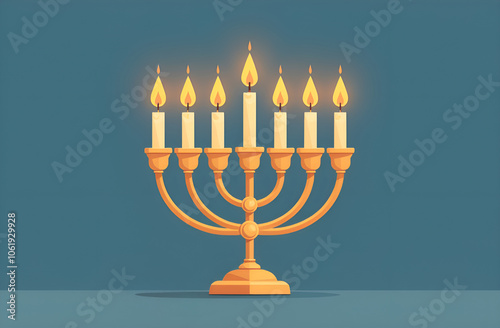 Image of jewish holiday Hanukkah with menorah traditional candelabra and candles