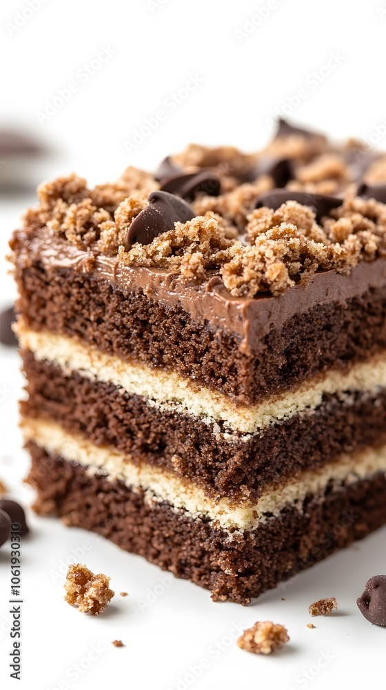 Food, Chocolate Streusel Cake, Photo Realistic, on White Background, Abstract Image, Texture, Pattern Background, Wallpaper, Cover and Screen of Smartphone, PC, Laptop, 9:16 and 16:9 Format Food, Chocolate Streusel Cake, Photo Realistic, on White Background, Abstract Image, Texture, Pattern Background, Wallpaper, Cover and Screen of Smartphone, PC, Laptop, 9:16 and 16:9 Format