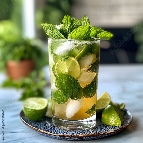 mojito cocktail with mint and lime