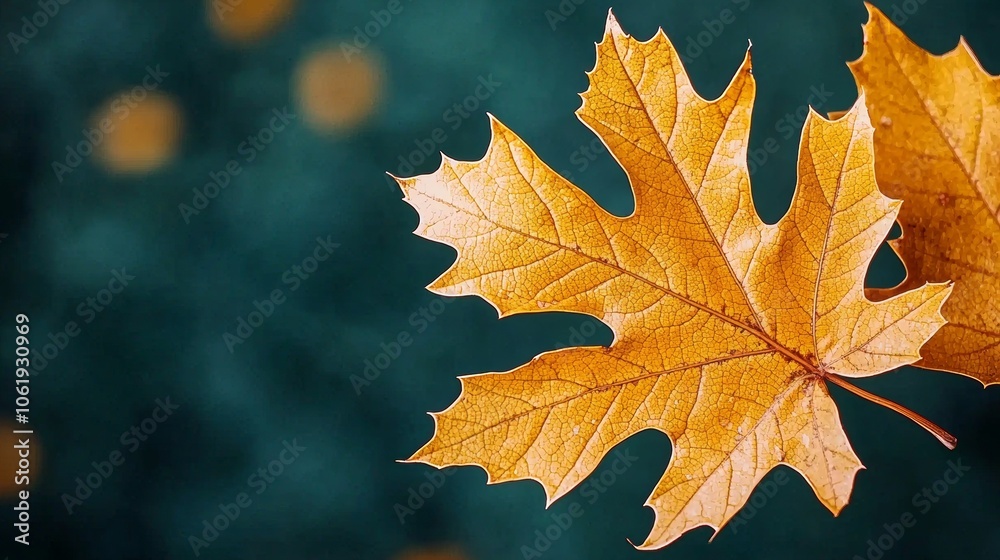 Fototapeta premium Autumn Leaf on Dark Background