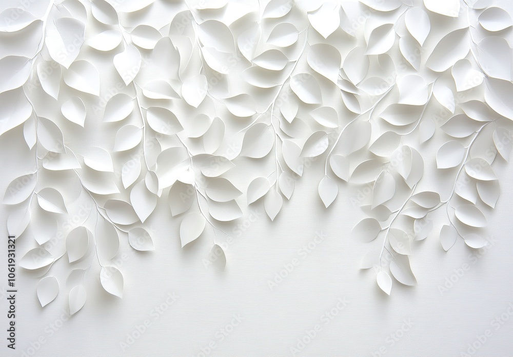 White paper leaves, delicate, elegant, simple design, nature, minimal, abstract. White paper leaves, delicate, elegant, simple design, nature, minimal, abstract.
