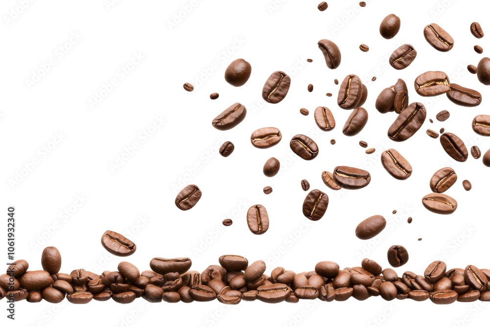 Falling Coffee Beans isolated on transparent background Falling Coffee Beans isolated on transparent background