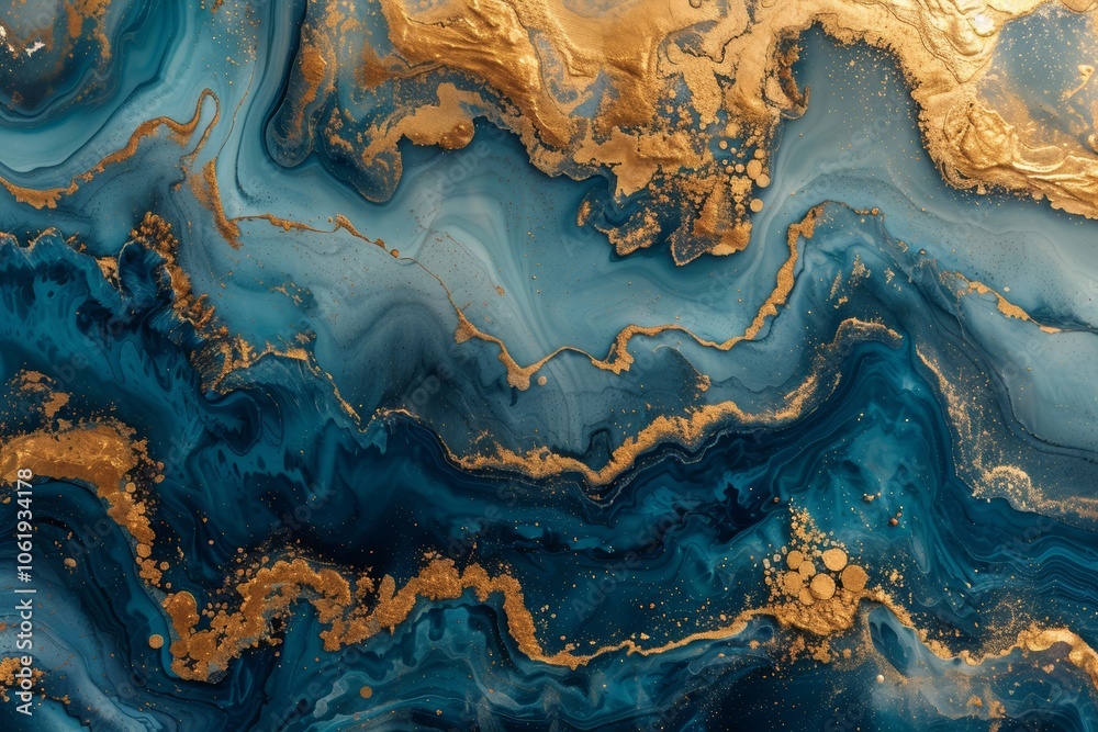 Stunning abstract blue and gold textured background art showcasing a luxurious mineral-inspired design with fluid formations reminiscent of natural landscapes Stunning abstract blue and gold textured background art showcasing a luxurious mineral-inspired design with fluid formations reminiscent of natural landscapes