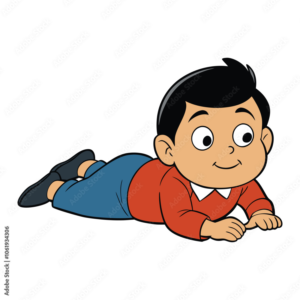 kid lay on floor on white background kid lay on floor on white background